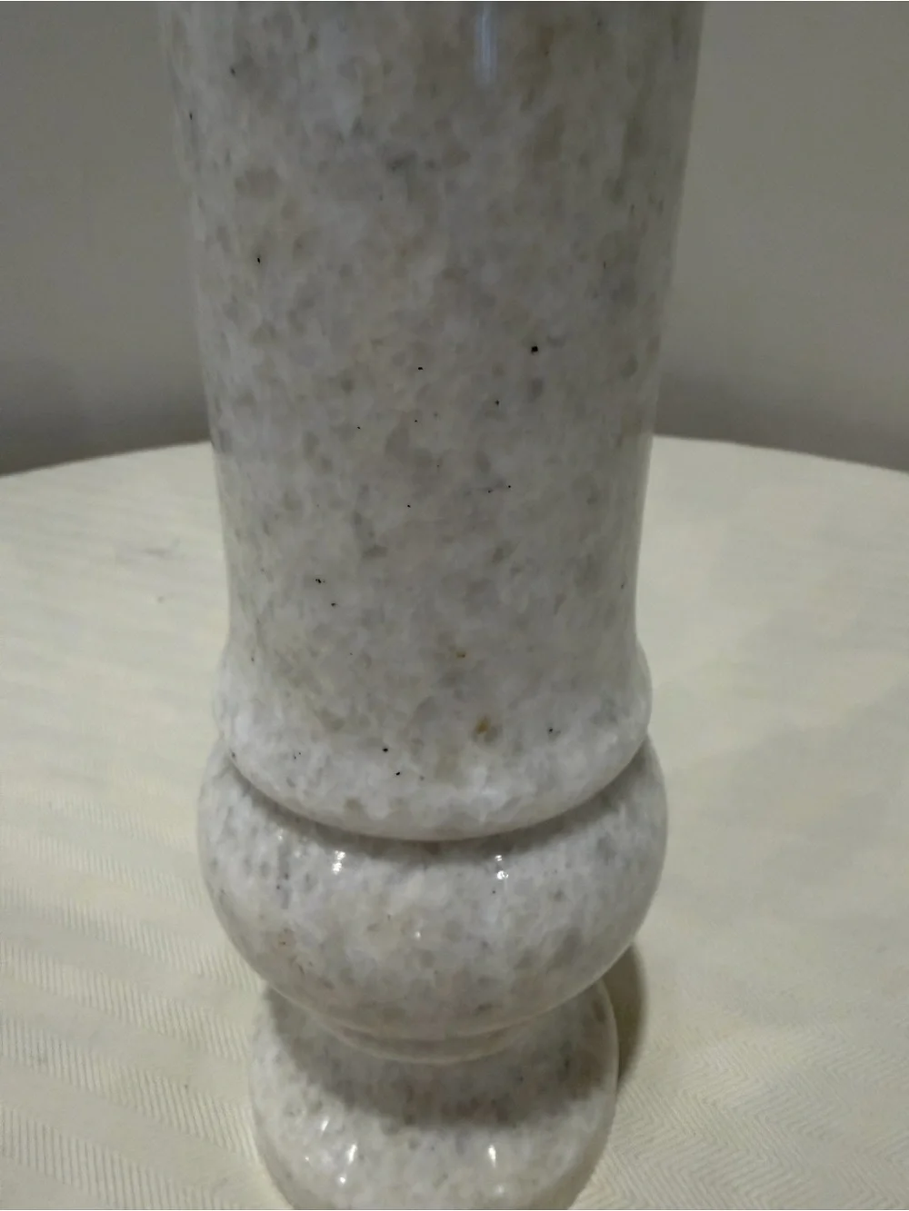 Vintage Hand Carved White Marble Cylindrical 12” Vase